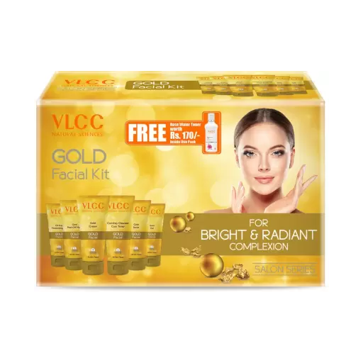 VLCC Gold Facial Kit 300gm + Free Rose Water Toner Rs.170 (100ml)